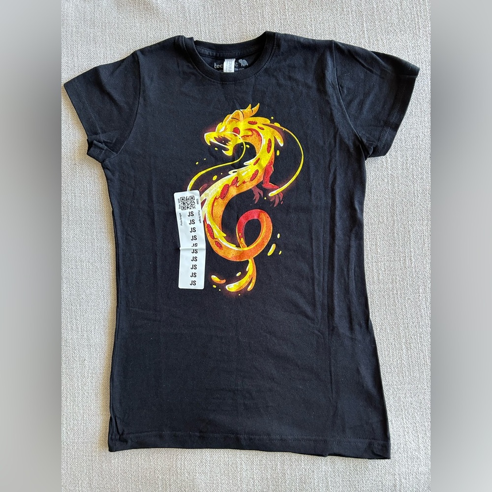 NWT teeturtle Black Pizza Dragon Fitted T-Shirt